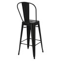 D2.DESIGN Hoker Krzesło barowe Paris Back 75cm. czarny insp.Tolix metal malowany proszkowo wysokie oparcie podnóżek sztaplowanie