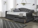Halmar łóżko ALOHA pojedyncze tapicerowane z szufladami 90x200 popielaty velvet drewno lite kauczukowe