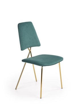 Halmar K411 krzesło tapicerka - ciemny zielony, aksamit, nogi - złoty