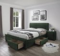 Halmar łóżko MODENA 3 z szufladami 160x200 tapicerowane ciemny zielony velvet z zagłówkiem ze stelażem