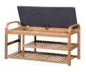 Halmar ST13 ławka z siedziskiem / stojak na buty lite drewno bambus - tapicerka tkanina popielaty ze schowkiem
