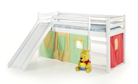 Halmar NEO PLUS - łóżko piętrowe ze zjeżdżalnią i materacem - biały