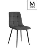 MODESTO krzesło CARLO tapicerowane pikowane ciemny szary - welur, nogi metalowe czarne