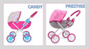 Milly Mally Wózek dla lalek Dori Candy Różowy składany głęboki wygląda jak prawdziwy wózek dziecięcy dla lalek długości do 40 cm