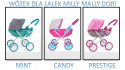 WÓZEK DLA LALEK GŁĘBOKI Dori Prestige Pink Milly Mally RÓŻOWY Szary SKŁADANY wygląda jak prawdziwy wózek dziecięcy 3 LATA+