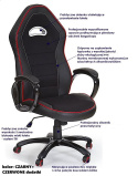 Halmar ENZO fotel obrotowy gabinetowy czarny ekoskóra TILT gamingowy krzesło do biurka Gamingowe