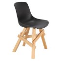 Intesi Krzesło Rail nowoczesne i wygodne czarne tworzywo / nogi lite drewno dębowe do restauracji jadalni recepcji