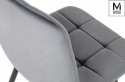 MODESTO krzesło CARLO tapicerowane pikowane ciemny szary - welur, nogi metalowe czarne