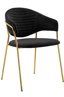 King Home Fotel/Krzesło NAOMI czarny - welur, podstawa złota