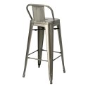 D2.DESIGN Hoker Krzesło barowe Paris Back Short 76cm metaliczny insp. Tolix z oparciem i podnóżkiem można sztaplować