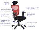 Fotel obrotowy HG-0001H CZERWONY - krzesło biurowe do biurka - TILT, ZAGŁÓWEK