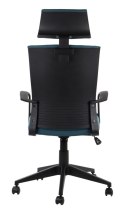 Fotel obrotowy CLAYTON tk. 56 morski - krzesło biurowe do biurka - TILT, ZAGŁÓWEK