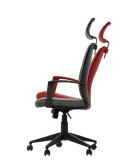 Fotel obrotowy CLAYTON tk. 56 morski - krzesło biurowe do biurka - TILT, ZAGŁÓWEK