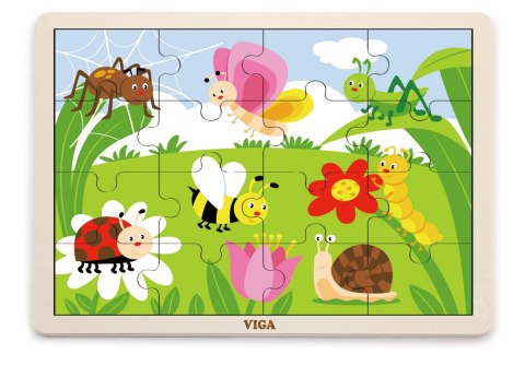 Viga Viga 51450 Puzzle na podkładce 16 elementów - życie na łące