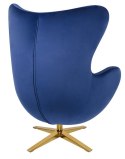 King Home Fotel EGG SZEROKI VELVET GOLD ciemny niebieski.49 - welur, podstawa złota