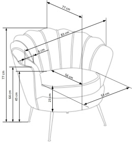 Halmar AMORINITO fotel wypoczynkowy popielaty / złoty materiał: tkanina velvet/ stal chromowana