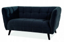 SIGNAL SOFA KANAPA CASTELLO 2 TAPICEROWANA TKANINA VELVET CZARNY BLUVEL 19 / DREWNO WENGE DEKORACYJNE PRZESZYCIA OZD. GUZIKAMI