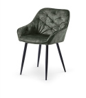 Halmar K418 krzesło ciemny zielony tkanina velvet/czarny