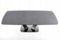 Halmar stół FANGOR rozkładany prostokątny blat szkło MDF lakier - ciemny popiel, podstawa stal nierdzewna - czarny 160-220x90