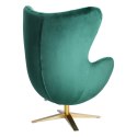 D2.DESIGN Fotel relaksacyjny Jajo Velvet Gold zielony ciemny - bujany fotel wypoczynkowy, kołyska, obrotowy - złota noga