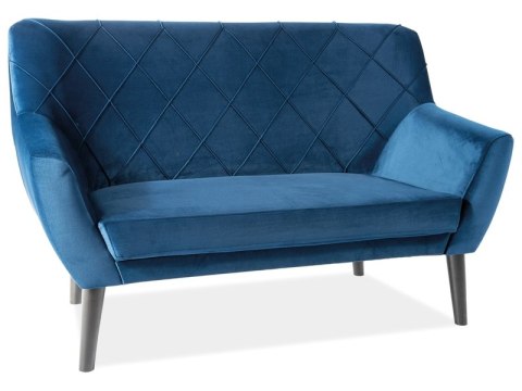 SOFA KIER 2 VELVET KOLOR GRANATOWY BLUVEL 86 / WENGE - tapicerowana aksamitna sofa dwuosobowa, nogi drewno bukowe