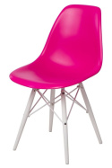 D2.DESIGN Krzesło P016W tworzywo PP dark pink/white, różowe, nogi drewno bukowe białe