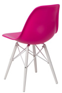 D2.DESIGN Krzesło P016W tworzywo PP dark pink/white, różowe, nogi drewno bukowe białe