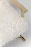 Kare Design KARE fotel MR. FLUFFY biały / złoty - fotel wypoczynkowy futrzak, stelaz metalowy złoty, fotel glamour