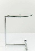 Kare Design KARE stolik kawowy EASY LIVING 46 transparentny - okrągły szklany stolik, chromowana podstawa zakończona rolkami