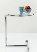 Kare Design KARE stolik kawowy EASY LIVING 46 transparentny - okrągły szklany stolik, chromowana podstawa zakończona rolkami