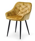 Halmar K418 krzesło musztardowy ( żółty ) tkanina velvet/czarny