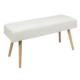 Intesi Ławka Paquet Furry biała - tapicerowana - futerko - prostokątne siedzisko - nogi sosnowe - do przedpokoju