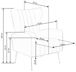 Halmar VARIO fotel wypoczynkowy popielaty tkanina velvet / stal chromowana