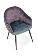 Halmar K440 krzesło do jadalni ciemny popiel/niebieski tkanina velvet / stal malowana