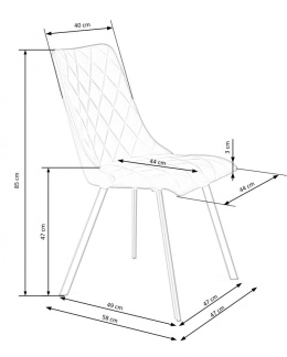 Halmar K450 krzesło musztardowy, materiał: tkanina velvet / stal
