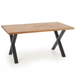 Halmar stół APEX 120x78 drewno lite - dębowe kolor: dąb naturalny podstawa stal malowana proszkowo czarny