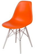 D2.DESIGN Krzesło P016W PP tworzywo pomarańcz/white podstawa drewno bukowe biały