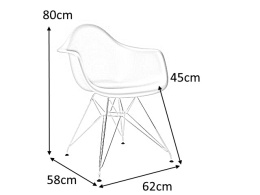 D2.DESIGN Krzesło P018 PP tworzywo czerwone nogi metalowe chrom HF komfortowe i nowoczesne