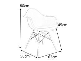 D2.DESIGN Krzesło P018W PP tworzywo różowy dark pink, drewniane nogi HF z pdłokietnikami