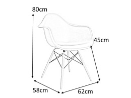 D2.DESIGN Krzesło Fotel P018W PP tworzywo jasny szary light grey, drewniane nogi wygodne i nowoczesne