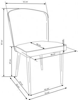 Halmar K446 krzesło do jadalni granatowy, materiał: tkanina velvet / stal malowana proszkowo