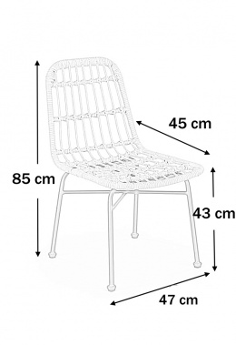 Halmar K401 krzesło do jadalni czarny / naturalny - ratanowe krzesło do stołu, stelaż metalowy czarny