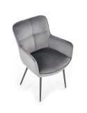 Halmar K463 krzesło do jadalni popiel, materiał: tkanina - velvet / stelaż - czarny, stal malowana proszkowo