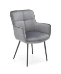 Halmar K463 krzesło do jadalni popiel, materiał: tkanina - velvet / stelaż - czarny, stal malowana proszkowo