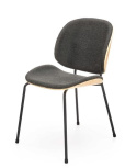 Halmar K467 krzesło do jadalni dąb naturalny / tap: ciemny popiel,materiał: tkanina / sklejka gięta / stal malowana proszkowo