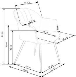 Halmar K468 krzesło do jadalni popiel, materiał: tkanina - velvet / stal malowana proszkowo