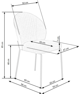Halmar K471 krzesło do jadalni popiel/czarny, materiał: tkanina / ekoskóra / stal malowana proszkowo