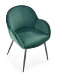 Halmar K480 krzesło do jadalni ciemny zielony, materiał: tkanina - velvet / stal malowana proszkowo