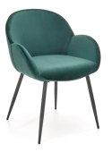 Halmar K480 krzesło do jadalni ciemny zielony, materiał: tkanina - velvet / stal malowana proszkowo