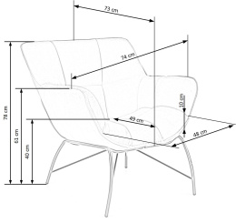 Halmar BELTON fotel wypoczynkowy popielaty materiał: tkanina velvet / stal malowana